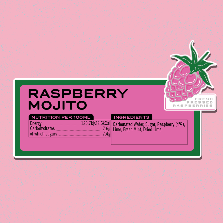 12 Pack of Non-Alcoholic Raspberry Mojito - Square Root Soda