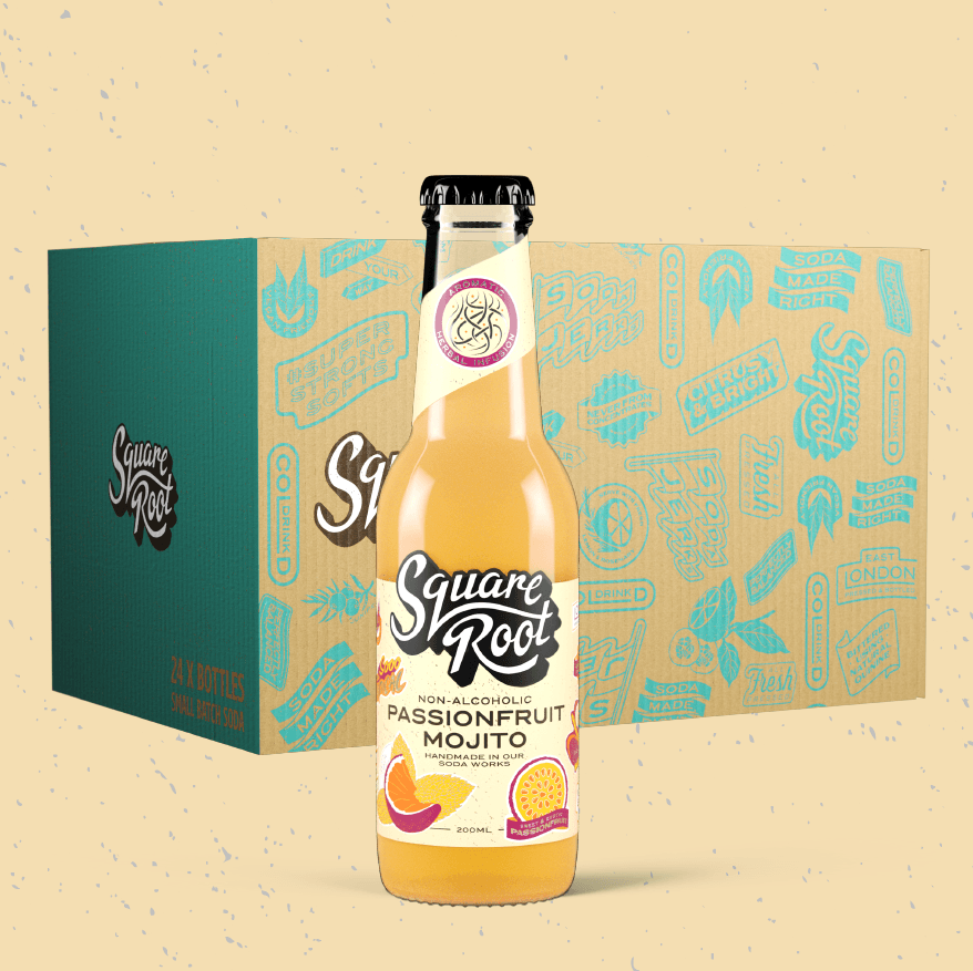 12 Pack of Non-Alcoholic Passionfruit Mojito - Square Root Soda