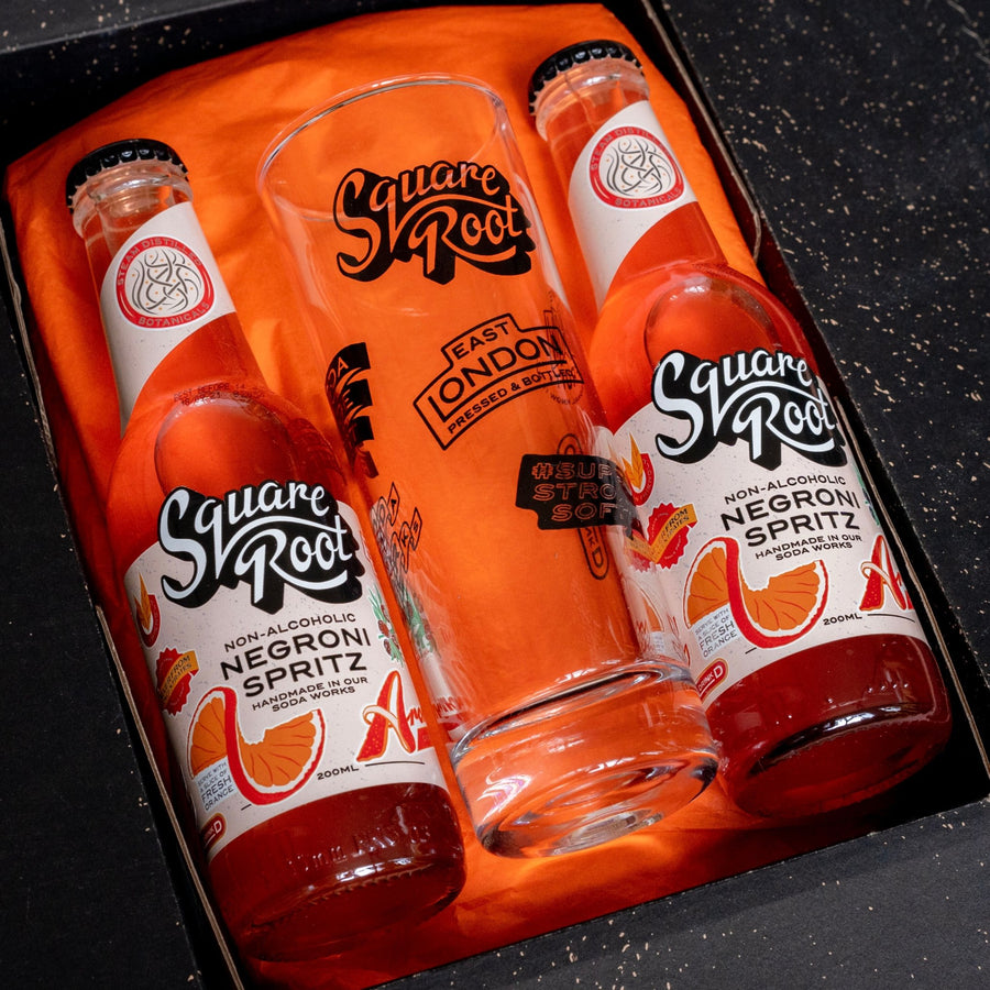 Glass + Non-Alcoholic Negroni Gift Pack - Square Root Soda