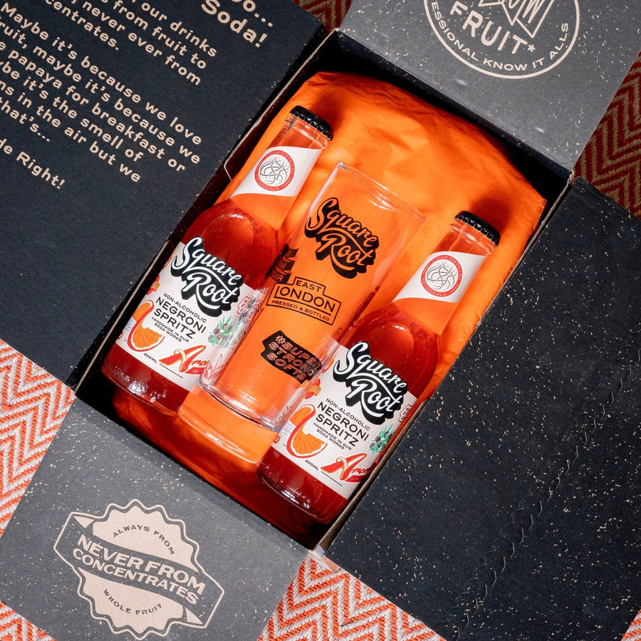 Glass + Non-Alcoholic Negroni Gift Pack - Square Root Soda